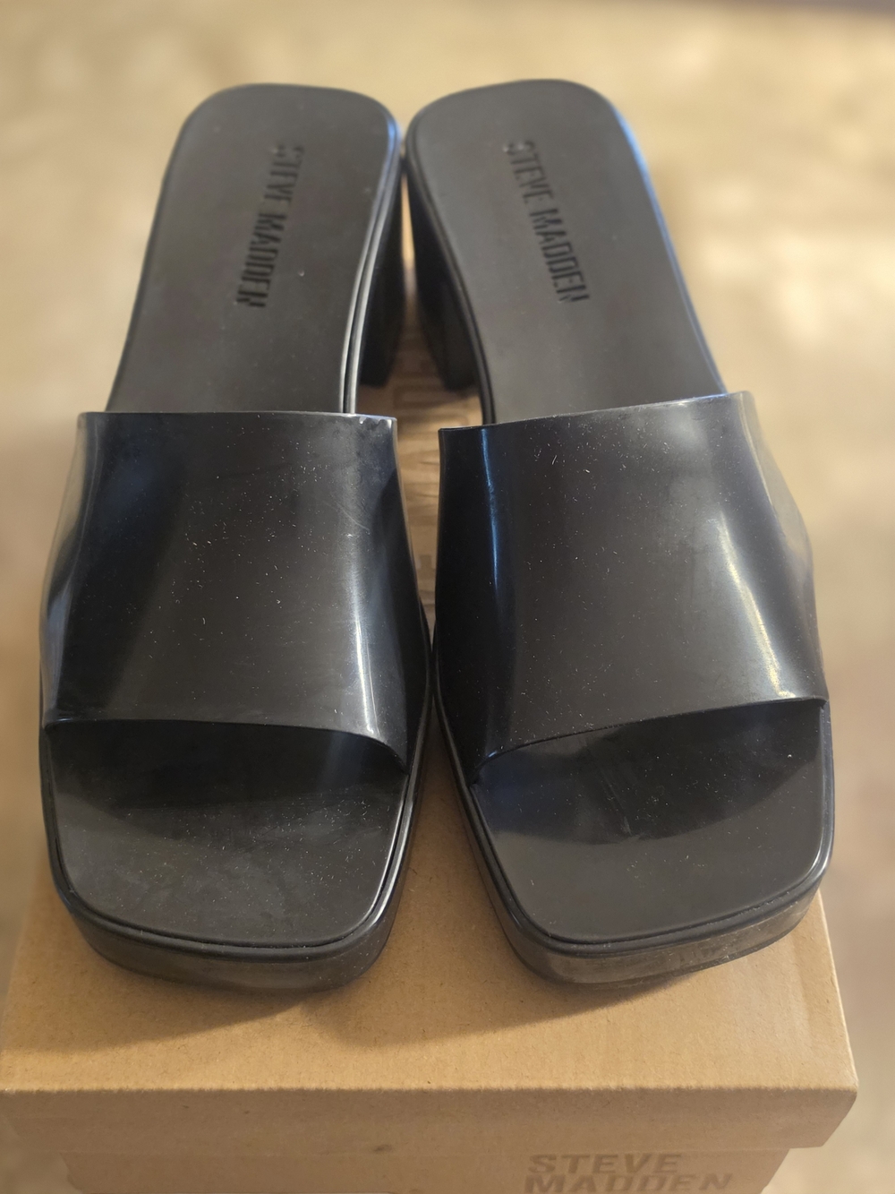 Steve Madden Black Patent Slide Mules for Women NWOT